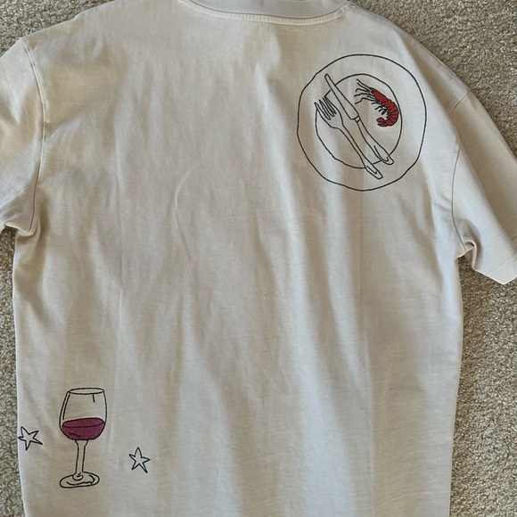 NWT Free People Denim and Bone Embroidered Dinner Party Oversized Tshirt Small - Picture 4 of 7